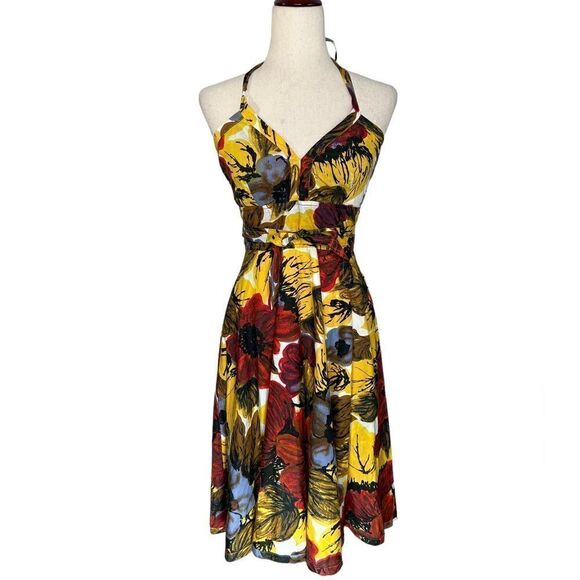 Anthropologie Plenty by Tracy Reese Floral Fit and Flare Halter Dress |2 - Picture 1 of 7